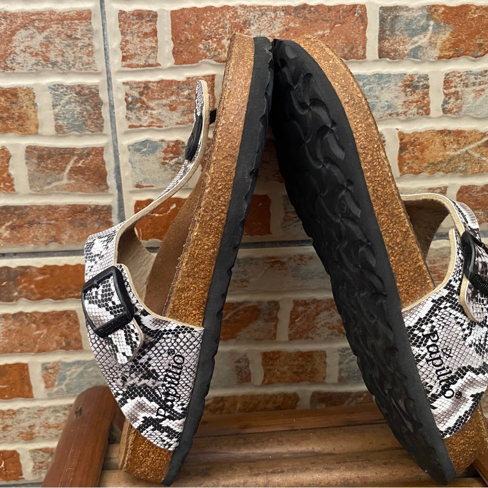 Pre-owned Papillo Gizeh Sandal Snake-Print black/white 38/7 Women’s